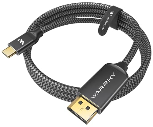 Warrky USB C to DisplayPort Cable for Office and Gaming (8K 60Hz, 4K 240/144Hz) Aluminum Type-C to Display Port Cord [Thunderbolt 3/4 Compatible] for MacBook Pro/Air, iPhone 15 Series -10ft - color: Grey, size: 10ft, style: 1 Pack