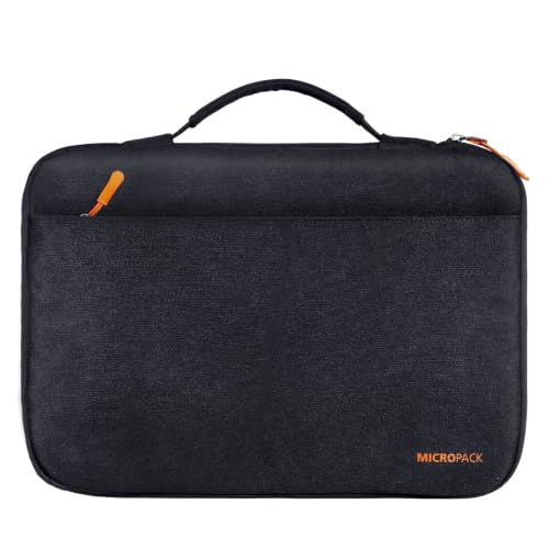 Micropack 360°Protective 14 Inch Laptop Sleeve with Handle, Water-Resistant Laptop Case with Front Pocket, Shock-Absorbing Computer Bag for MacBook Pro 14, MacBook Air, HP, Dell, Lenovo, Acer, Black