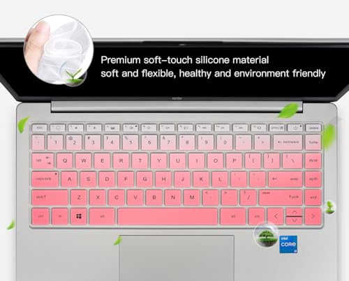 Keyboard Cover for 2022 2023 HP 14" Laptop 14-ep 14-em 14-es 14t-ep000 14z-em000 14-ep000 14-ep0097nr 14-ep0145cl 14-em0047nr, HP Envy 2-in-1 14t-es000 14-es0013dx 14-es0033dx Keyboard Protector Skin - color: Ombre Pink