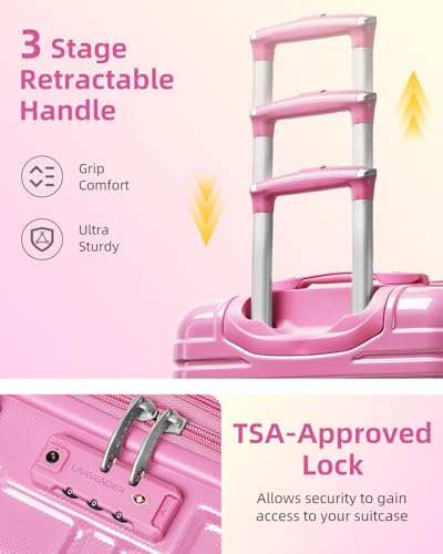 LARVENDER Carry on Luggage Sets 3 Piece, 20 Inch Suitcases, Glossy Berry | 22x14x9 Airline Approved, Lightweight PC+ABS Hardshell, Smooth 360° Double Wheels, TSA Lock, 3-Piece Set with XL Backpack - color: Glossy Berry (XL-BP), size: 3 Piece Set (Backpack