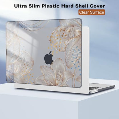 CISSOOK Compatible with MacBook Air 13.6 inch Case A3449 A3240 A3113 A2681 | 2026 2025 2024 2023 2022, 5in1 Set Hard Shell Case Keyboard Cover for MacBook Air 13 inch M2 M3 M4 M5, Gorgeous Flower - color: Air13.6inch-Gorgeous Gold Flower