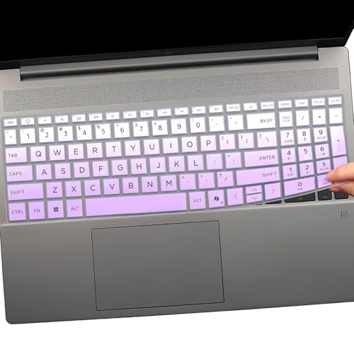 2 PCS Keyboard Cover for HP 15.6" 15-fc 15-fd 15z-fc000 15-fd0083wm 15t-fd000,HP OmniBook 5 AI 16" 16-ag 16-af 16-ba 16-bc 16z-ag100 16z-bc100 Series Laptop 16-af1037nr 16-bc1047nr-OPurlple+Clear - color: OPurlple+Clear