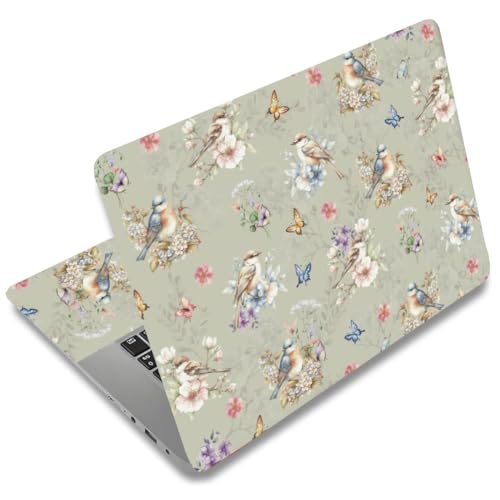SUPERDANT 3Pcs Laptop Notebook Skin Sticker Universal Size Trimmable PVC Laptop Decal for 12 13 14 15.6 Inch Notebook Computer Protection and Personalization Flowers Birds 15.6x10.6in
