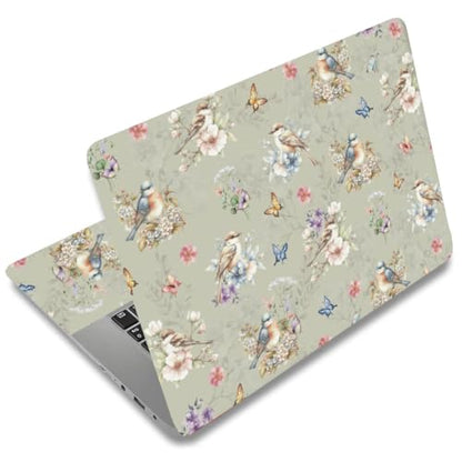 SUPERDANT 3Pcs Laptop Notebook Skin Sticker Universal Size Trimmable PVC Laptop Decal for 12 13 14 15.6 Inch Notebook Computer Protection and Personalization Flowers Birds 15.6x10.6in
