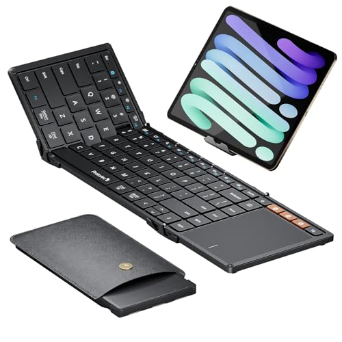 ProtoArc XK01 TP Foldable Keyboard with Touchpad, 0.65 in Keycaps, Black | Multi-touch Trackpad, 88-key, Full Shortcut Row, 3-device Bluetooth 5.1 Switching, USB-C Charging for Mobile Productivity - color: Black