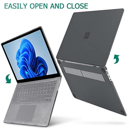 May Chen Case for 13.5" Microsoft Surface Laptop 3/4/5 with Alcantara Palm Rest Model 1867 1958 1959 (2019 2021 2022), Plastic Hard Shell Case with Keyboard Cover + Screen Protector, Matte Black - color: Matte Black