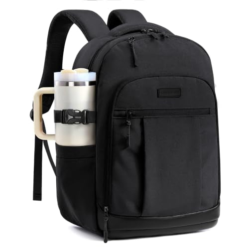 LOVEVOOK Laptop Backpack for Women with XL Cup Pocket, Work Travel College | Fits 15.6" Laptop, 40oz Cup Pocket, Water Resistant, Carry-On Backpack, Anti-Theft Pocket, Reflective Straps, 15 Pockets - color: Black, size: 15.6 Inch