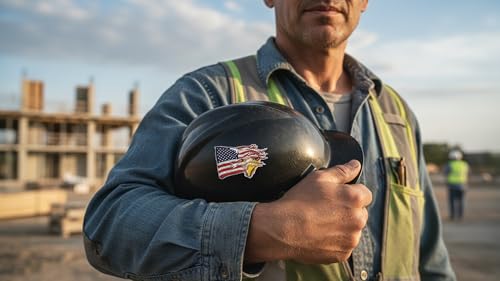 3 pcs American Bald Eagle Flag, 2 inches, Hard Hat Sticker Patriotic Worker Decal, Helmet Label, Laptop, Phone (2in) - size: 2in