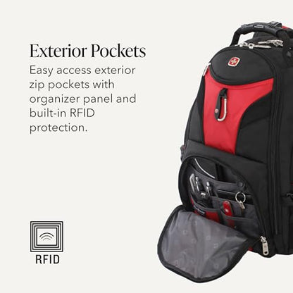 SwissGear 1900 Scansmart TSA 17-Inch Laptop Backpack, Black/Red - color: Red/Black