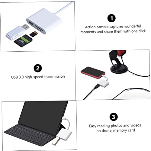 HOMSFOU USB Card Reader 3-in-1 Multi-Format Adapter for Laptop Tablet and Phone High-Speed USB 3.0 Type-C Converter Compatible