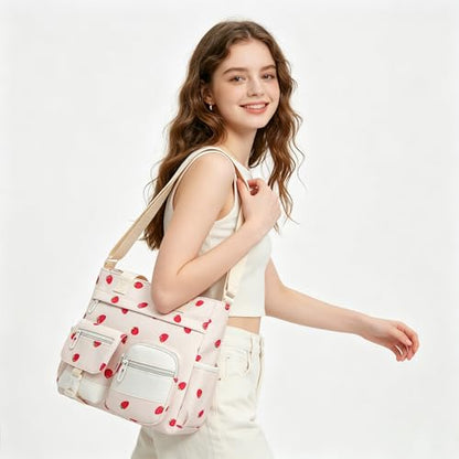 Phaoullzon Kawaii Messenger Bag Cute Purse Girls/Teens Crossbody Tote for Work - color: Strawberry, style: Medium