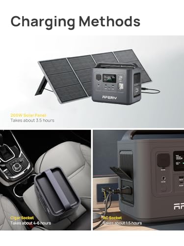 AFERIY Portable Power Station 800W(1600W Peak) Output, With Bidirectional Inversio, 512Wh LiFePO4 Battery, 10ms UPS Pure Sine Wave 200W Max Solar Input Generator for Camping, CPAP, Emergency - color: B