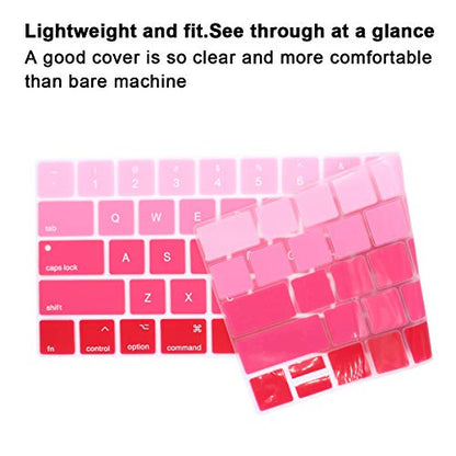 English Silicone Keyboard Cover Skin for MacBook Pro with Touch Bar 13-inch 15-inch (Model A2159, A1989, A1990, A1706, A1707) (2019 2018 2017 2016) USA Layout Protective Skin,Gradient Red - color: Gradient red