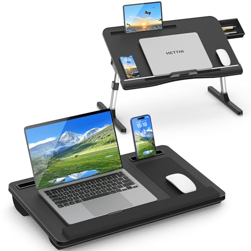 HETTHI Home Office Lap Desks, Adujustable Laptop Bed Desk and Portable Laptop Lap Desk for Writing Working Reading Eating