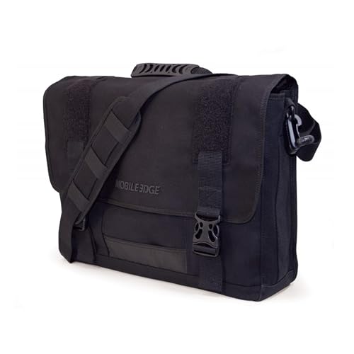 Mobile Edge ECO Laptop Messenger Bag for Men and Women, Fits Up To 17.3 Inch Laptops, Travel Work Computer Bag, Cotton Canvas, Padded Pockets, Black - color: Black