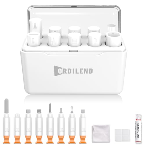 iPhone Cleaning Kit for Charging Port, Cleaner Kit for AirPod Phone, White | Multi-Tool, iPhone Cleaner, Repair Lightning Cable USB C Speaker Charger iPad Connector, Compact Portable, with Storage Case - color: White