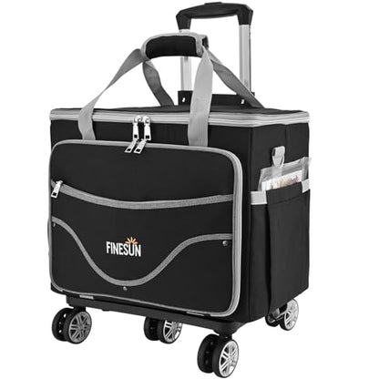 Rolling Craft Bag With Wheels, Teacher Tote Organizer With Detachable Cart - color: Black