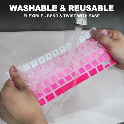 Allinside Keyboard Cover for 2026 MacBook Neo 13-inch A3404 (A18 Pro) & MacBook Air 13"/15" and MacBook Pro 14"/16" (M5 Chip), Premium Silicone Keyboard Protector Skin, US ANSI Layout, Ombre Hot Pink - color: Ombre Hot Pink