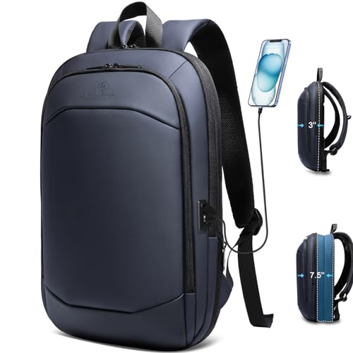 hk Business Backpack for Men, Slim & Expandable Backpack for 17 Inch Laptop | Waterproof Travel College Backpacks with USB Charger, Anti-Theft Lightweight Large Work Computer Bag for Men Women-Blue - color: Blue, size: 17 Inch