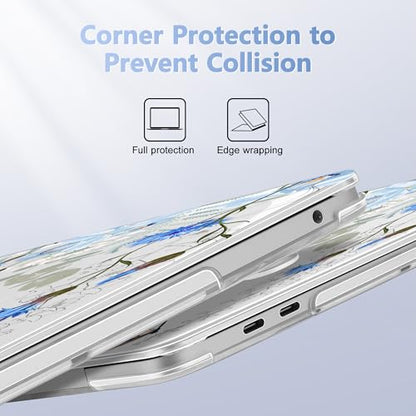 May Chen Compatible with MacBook Pro 13 inch Case with Touch Bar 2022 2021 2020 Release A2338 M1/M2 A2251 A2289, Plastic Hard Shell Case with Keyboard Cover + Dust Plug, Blue Flowers Leaves - color: Blue Flowers leaves