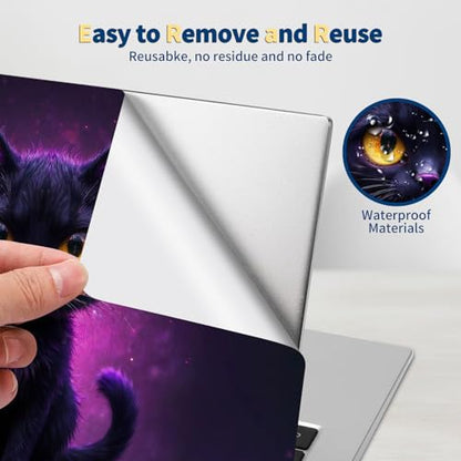 Universal Laptop Skin for 13-16 Inch Laptops,Vinyl Protective Sticker Decal,Easy DIY Trim-to-Fit for HP/Dell/MacBook,Bubble-Free & Removable,Big-Eyed Black Cat - color: Big-eyed Black Cat