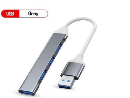 USB Hub 4-Port USB Hub Ultra-Slim Data USB Splitter Portable Aluminium Alloy Mini USB Hub Extensions Applicable for Laptop, MacBook, Mac Mini/Pro, Surface, Notebook PC (USB-A)