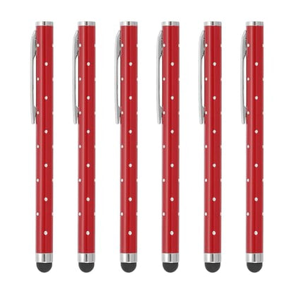 PATIKIL Stylus Pens for Touch Screens, 6 Pcs High Precision Universal Bling Stylus Crystal Metal Capacitive Pen for Touch Screen Devices Phone Tablets Laptop, Red - color: Red