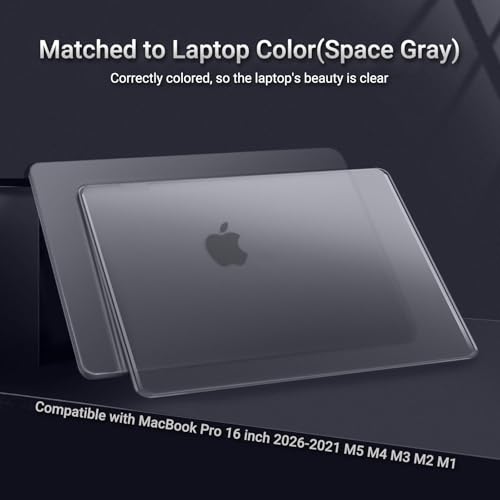 MOSISO Compatible with MacBook Pro 16 inch Case M5 M4 M3 M2 M1 2026-2021 | Seamlessly Closes Anti-Crack&Anti-Fingerprints Hard Shell for A3429 A3428 A3403 A3186 A2991 A2780 A2485, Space Gray Clear - color: Space Gray Clear