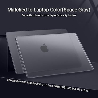 MOSISO Compatible with MacBook Pro 16 inch Case M5 M4 M3 M2 M1 2026-2021 | Seamlessly Closes Anti-Crack&Anti-Fingerprints Hard Shell for A3429 A3428 A3403 A3186 A2991 A2780 A2485, Space Gray Clear - color: Space Gray Clear