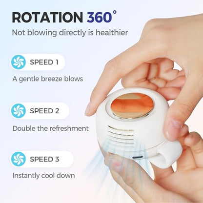 Portable Clip on Fan, 2026 New Silent Mini Bladeless Electric Fan, Mini Fans With Clip, 3-Speed Suspended Waist Fans for Outdoor & Travel & Office (White) - color: White