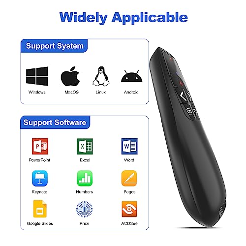 Presentation Clicker with Case Storage: Wireless Presenter Remote: Red Laser Pointer Computer Clickers, USB C PowerPoint PPT Clicker for Mac Laptop, Slideshow Google Slide Advancer - style: Red Laser + Case