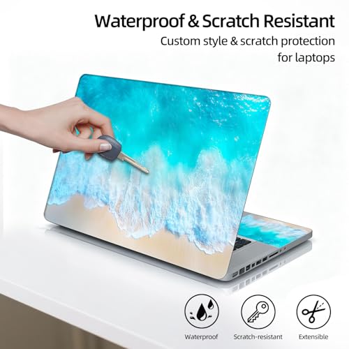 Universal Laptop Skin Sticker Decal, 12"-15.6" Aesthetic Vinyl Wrap, Aerial Beach Waves Waterproof Notebook Cover Art Protector for MacBook HP Dell Lenovo, Fits 13" 14" 15" 15.6" - color: Aerial Beach Waves