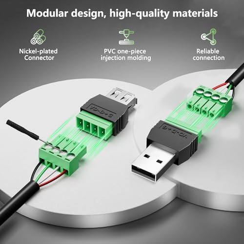 2PCS USB 2.0 Female to 4 Pin Screw Terminal Block Connector | Solderless Pluggable Adapter Kit for DIY Electronics Repair, Breakout Board for Data/Power Cable Extension (2-PCS Female) - color: 2-PCS Female