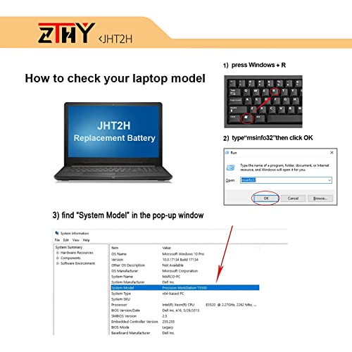 ZTHY 52Wh JHT2H Laptop Battery Replacement for Dell Latitude 7310 7410 | Latitude 7410 Chromebook Enterprise P33S P33S001 P34S P34S001 35J09 0WY9MP 04V5X2 HRGYV 0HRGYV 4V5X2 09YYF 7.6V 6500mAh 4Cell