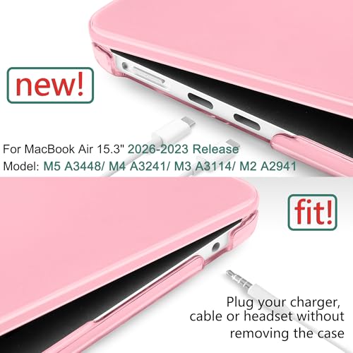 for MacBook Air 15 Inch Case M5 M4 M3 M2 (2026-2023) A3448 A3241 A3114 A2941, Protective Hard Shell Cover Compatible with Touch ID & Liquid Retina Display - Crystal Pink - color: Crystal Pink