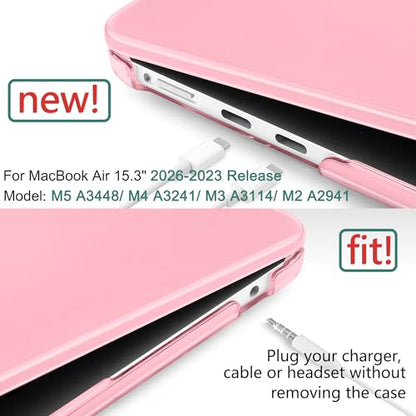 for MacBook Air 15 Inch Case M5 M4 M3 M2 (2026-2023) A3448 A3241 A3114 A2941, Protective Hard Shell Cover Compatible with Touch ID & Liquid Retina Display - Crystal Pink - color: Crystal Pink