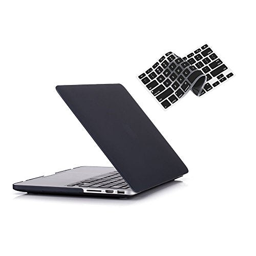 RUBAN Compatible with Old MacBook Pro 13 inch 2015 2014 2013 2012 (A1502 & A1425 Models), Plastic Hard Shell Case & Keyboard Cover for Old Version MacBook Pro Retina 13 Inch, Black - color: Black