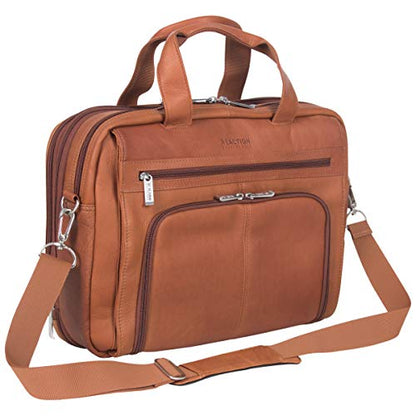 Kenneth Cole REACTION ‘Out of the Bag' Manhattan Colombian Leather 15.6" Laptop Briefcase Travel Business Case Bag - color: Cognac