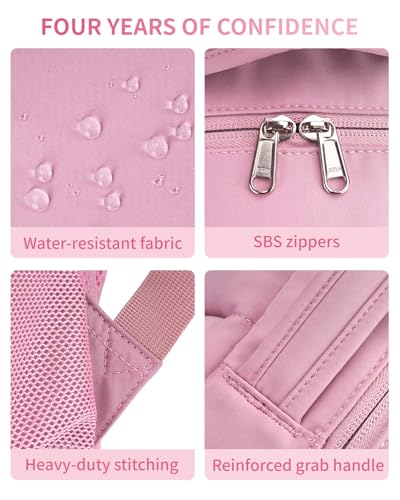 ECOHUB Travel Backpack for Women, 17.3 inch Suspended Laptop Backpack, Fashion Water-Resistant 28L Personal Item Bag with 12 Pockets for Causal, Work, Pink - color: Pink