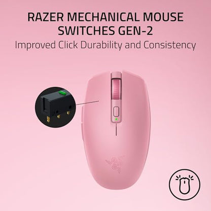 Razer Orochi V2 Wireless Gaming Mouse, PC & Mac, Portable, 60g, Quartz Pink | Bluetooth & 2.4GHz Wireless Connectivity, 18K DPI, Up to 1100 Hr Battery Life - color: Quartz