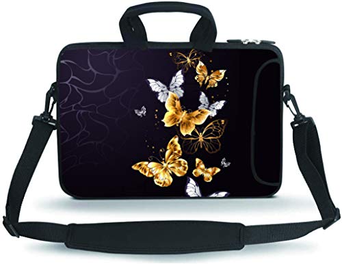 11 11.6 12 12.5 13 inches Case Laptop/Chromebook/Ultrabook/Notebook PC Messenger Bag Tablet Travel Case Neoprene Handle Sleeve with Shoulder Strap(Golden Butterflies) - color: Golden Butterflies, size: 11-13.3 inch