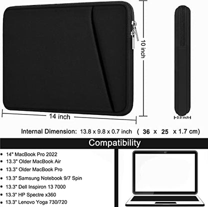 Laptop Sleeve Case 13 Inch, Upgrade 14 inch Laptop Cover for Apple MacBook Pro 2022, Durable Notebook Cover Shockproof Protective Bag Compatible with MacBook Air/Pro Retina 13.3 Inch, Black - color: Black, size: 13.3 inch