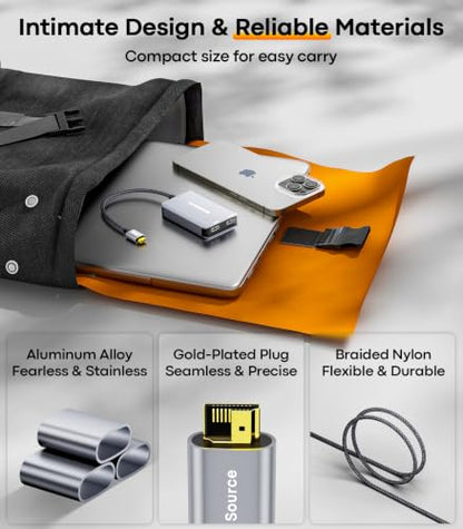 AR Glasses HDMI to USB C Adapter, 45W PD Play&Charge | 4K@60Hz Video Converter for XREAL, RayNeo and VITURE, Compatible with Switch, Portable Monitor, PS5, Xbox and Laptops