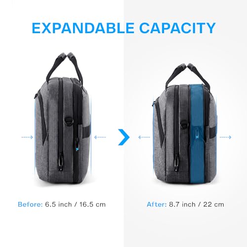 BAGSMART 17.3 Inch Laptop Bag Expandable Computer Bag Briefcase, Dark Grey | Men Women Laptop Shoulder Bag,Work Bag Business Travel Office - color: Dark Grey-17.3 Inch