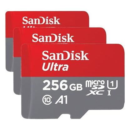 SANDISK 256GB Ultra microSDXC UHS-I Memory Card with Adapter - Up to 150MB/s, C10, U1, Full HD, A1, MicroSD Card - SDSQUAC-256G-GN6MA (Pack of 3) - size: 256GB (Pack of 3), style: Old Version