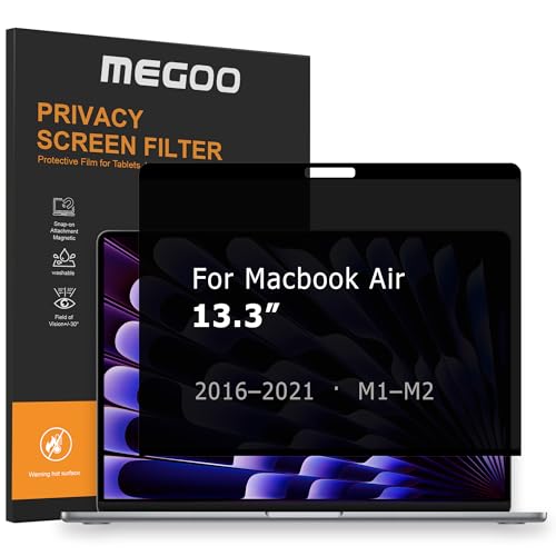 Megoo Privacy Screen for Macbook Pro 13 Inch (2016-2022, M1, M2) / Macbook Air 13 in (2018-2021, M1), Blue Light Filter, Matte Finish, Anti-Glare Eye Protection – Premium Business Protection - size: Macbook Air/Pro 13 inch(2018-2021)
