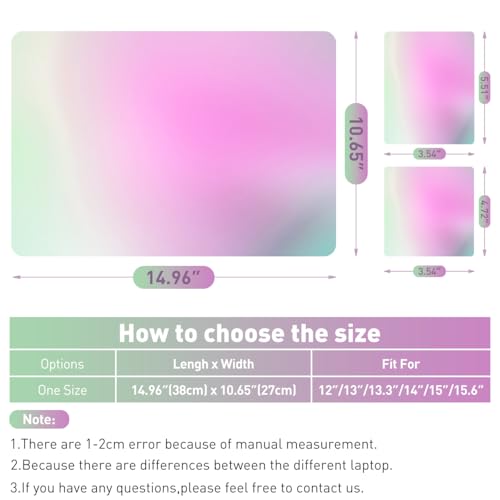 15-15.6 inches Netbook Laptop Skin Sticker Decal Reusable Cover Protector for 11.6 12 13 13.3 14 15 15.4 Notebook Chromebook Easy to Apply Remove, Scratch-Resistant Waterproof I Dream Gradient - color: Dream Gradient