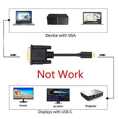 cablecc USB-C USB3.1 Type-C to VGA Source Converter Monitor 1080P Cable 1.8M - style: USB-C to VGA