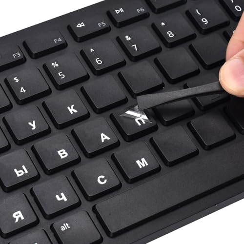 2PCS Russian Borderless Lettering Keyboard Stickers,Transfer Printing Individual Characters Sticker for PC Desktop Computers Keyboard Laptop Notebook,Russian Repair Replacement Keyboard Stickers - color: White Letter, size: Russian
