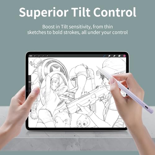 Stylus Pen, Active Stylus Pen Compatible for iOS and Android Touchscreens/Phones, Rechargeable with Dual Touch Screen, Stylus Pencil for A-pple/Android/Tablet, 16.5CM，Purple - color: Purple